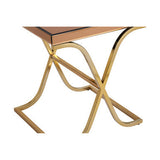 Orsina Gold Side Table with Modern X-Shaped Base and Stylish Copper Top