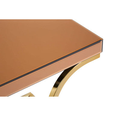 Orsina Side Table with a sleek brown top and elegant gold legs for modern decor