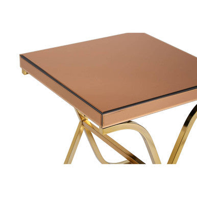 Orsina Side Table with a Copper Top and Gold Metal Legs for Elegant Living Spaces