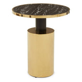 Orsina Side Table with Round Black Marble Top and Gold Metal Base for Modern Interiors