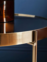 Orsina Gold Accent Side Table with Sleek Design and Glossy Black Surface