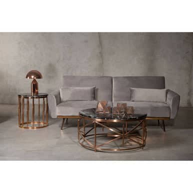 Alvaro Round Copper Finish Side Table Orsina