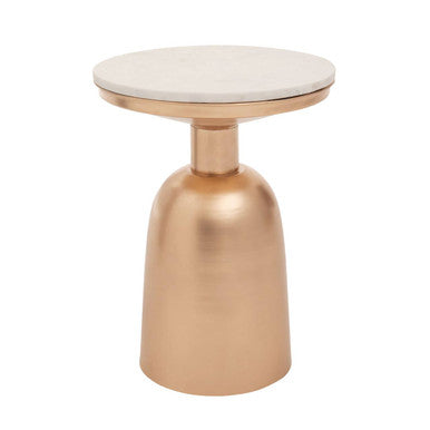 Amira White Marble Top Gold Base Side Table Orsina