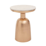 Amira White Marble Top Gold Base Side Table Orsina