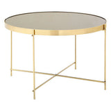 Orsina Round Side Table with a Brass Frame and Glass Top for Modern Living Spaces