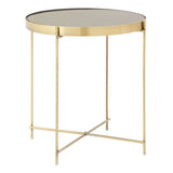 Elegant Orsina Side Table with a round black glass top and gold metal frame