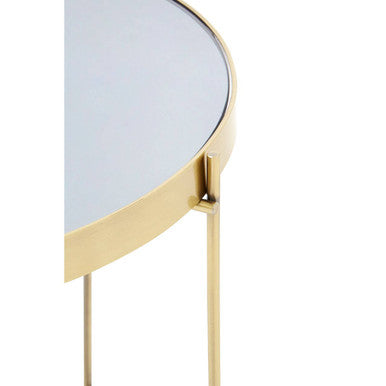 Elegant Orsina Side Table with a Mirrored Top and Gold Metal Frame for Stylish Living Rooms