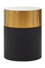 Orsina Side Table with a sleek brass top and textured black base for stylish home decor