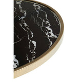 Orsina Side Table featuring a sleek black marble top with elegant gold trim