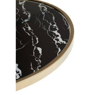 Orsina Side Table featuring a sleek black marble top with elegant gold trim