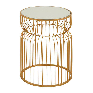 Avantis Gold Metal Wireframe Round Side Table Orsina
