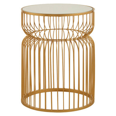 Avantis Gold Metal Wireframe Round Side Table Orsina