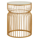 Avantis Gold Metal Wireframe Round Side Table Orsina