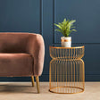 Avantis Gold Metal Wireframe Round Side Table Orsina