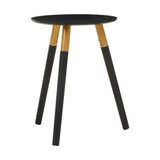 Orsina Side Table with a round black top and stylish bamboo legs for contemporary decor