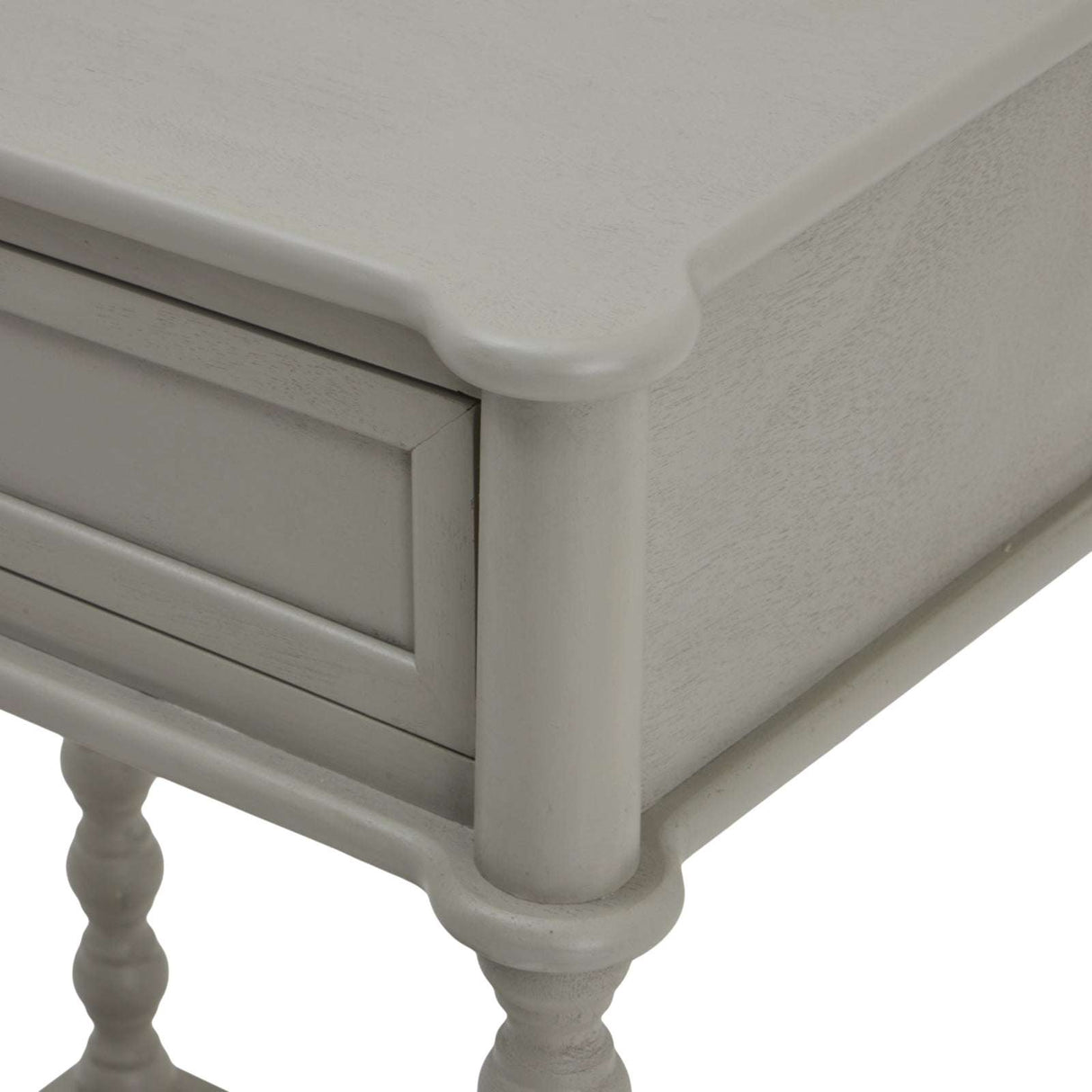 Shades 4 Seasons Side Table in grey with a smooth finish and decorative turned legs