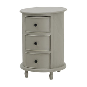 Shades 4 Seasons Side Table with three drawers in a light grey finish, perfect for storing small items