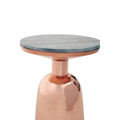 Amira Black Marble Top Copper Base Side Table Orsina