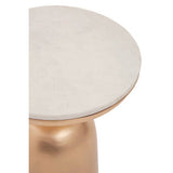 Amira White Marble Top Gold Base Side Table Orsina