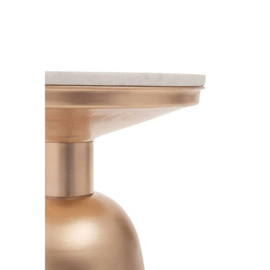 Amira White Marble Top Gold Base Side Table Orsina