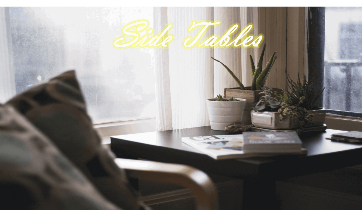 Modern side table by Shades 4 Seasons with stylish decor and natural light for a warm living space