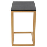 Orsina Side Table with a black top and gold metal frame for modern living spaces