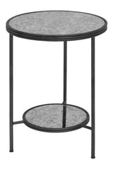 Orsina Round Side Table with Glass Top and Lower Shelf for Stylish Home Decor