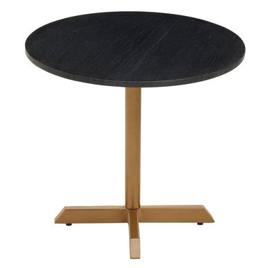 Orsina Round Side Table with Black Top and Gold Metal Base for Modern Living Spaces