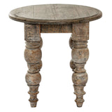 Rustic Shades 4 Seasons Side Table with a round top and beautifully detailed legs