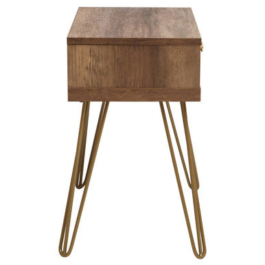 Orsina Side Table with Wooden Top and Gold Metal Legs for Modern Living Spaces