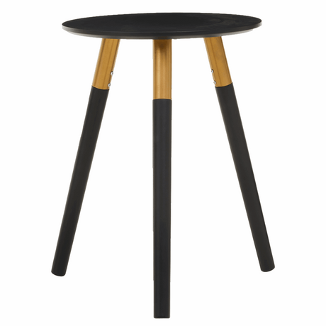 Stylish Orsina Side Table with a sleek round top and contrasting black and gold legs