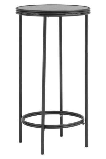 Orsina Modern Black Side Table with Round Top and Slim Metal Legs for Minimalist Decor