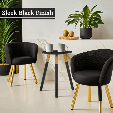 Stylish Orsina Side Table in sleek black finish, perfect for modern living spaces with gold accents