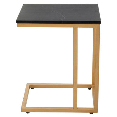 Orsina Side Table with Black Marble Top and Gold Metal Frame for Modern Living Spaces
