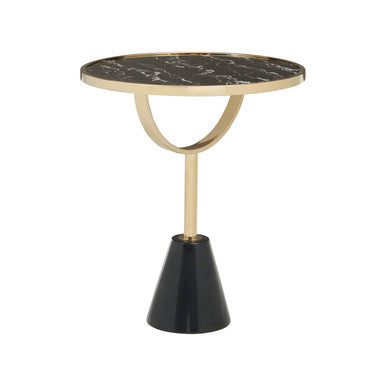 Orsina Side Table with Black Marble Top and Gold Metal Base for Modern Living Spaces