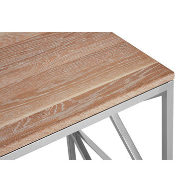Orsina Modern Side Table with Light Wood Top and Sleek Metal Frame for Contemporary Decor
