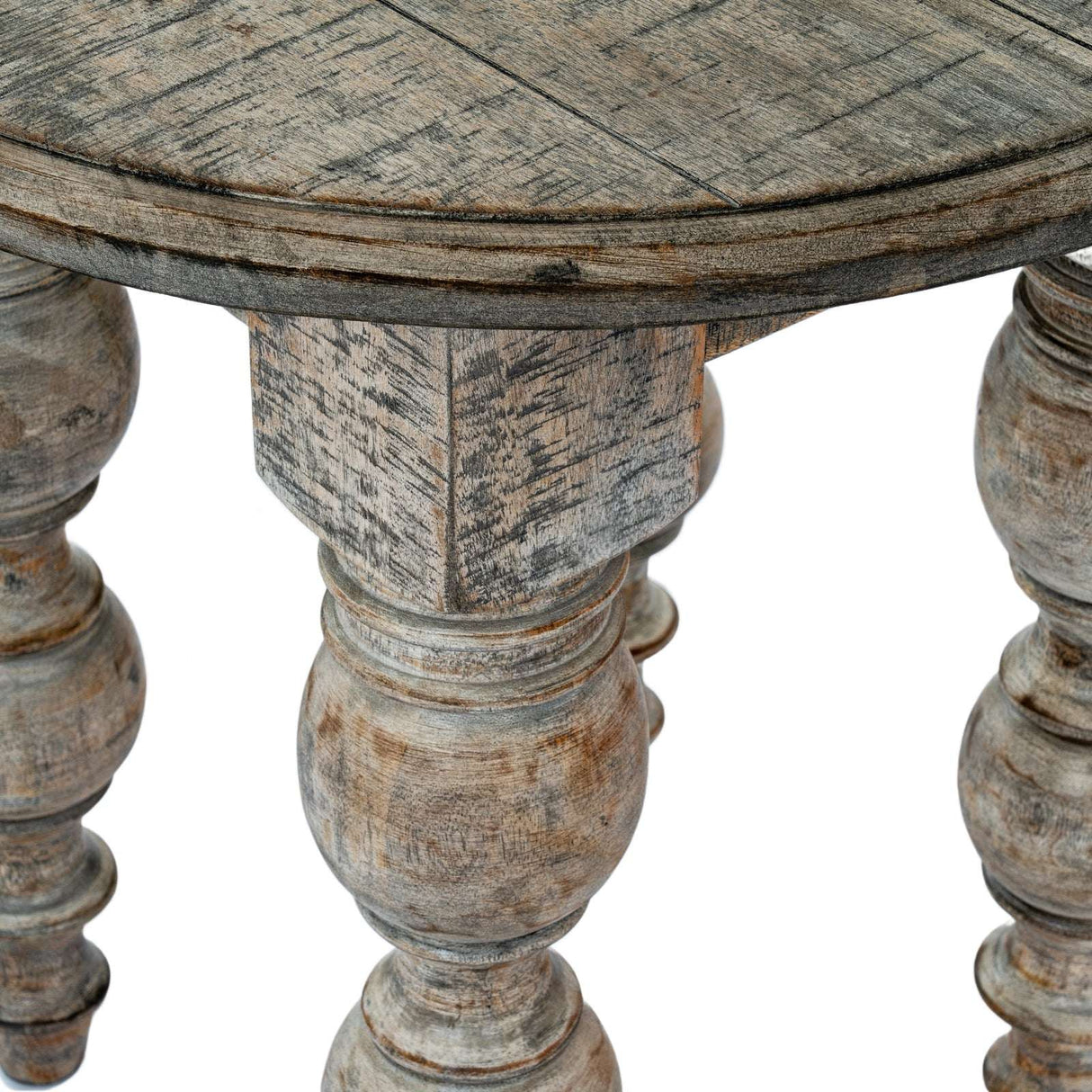 Rustic Shades 4 Seasons wooden side table with a round top and turned legs for a classic look