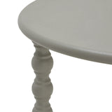 Elegant grey side table with turned wooden legs, perfect for any living space