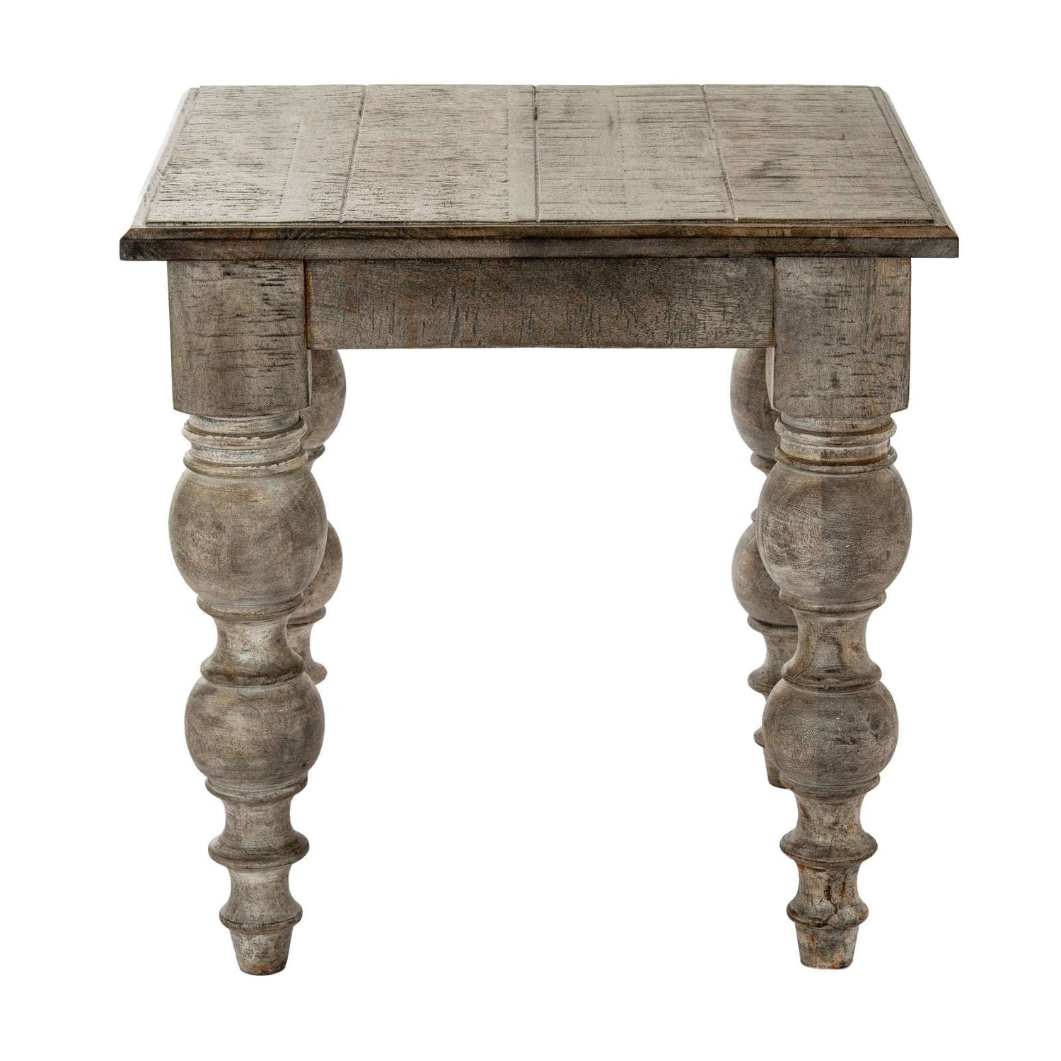 Rustic Shades 4 Seasons Side Table with turned legs and a distressed finish