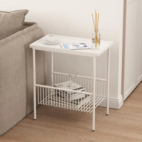 Nisu Home modern Side Table with a sleek design, featuring a storage shelf for books and decor