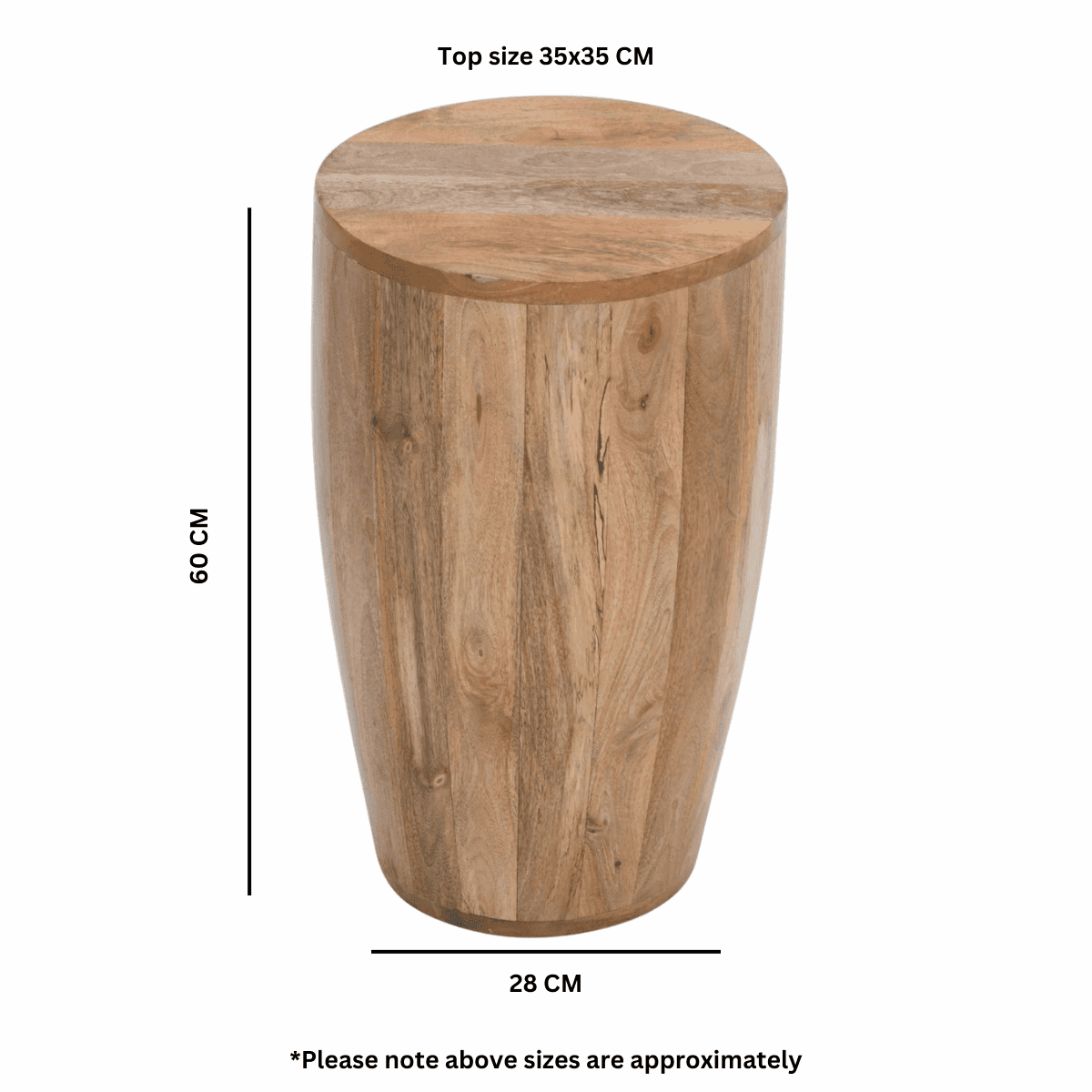 Merlin Mango Wooden Drum Side Table Verty Furniture