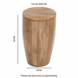Merlin Mango Wooden Drum Side Table Verty Furniture