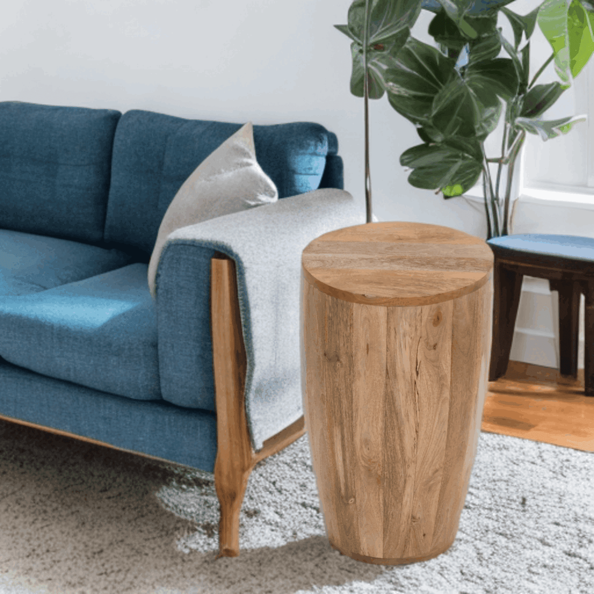 Merlin Mango Wooden Drum Side Table Verty Furniture
