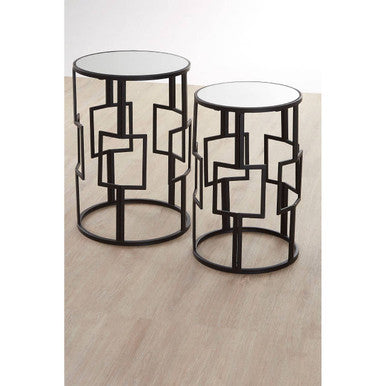 Avantis Set of 2 Square Design Black Side Tables Orsina