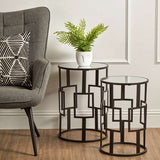 Avantis Set of 2 Square Design Black Side Tables Orsina