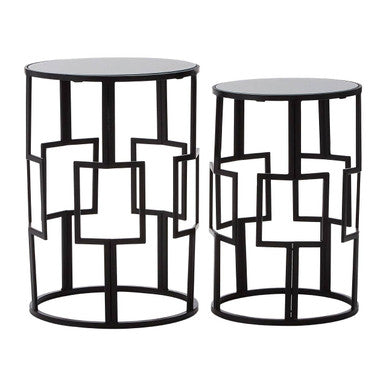 Avantis Set of 2 Square Design Black Side Tables Orsina