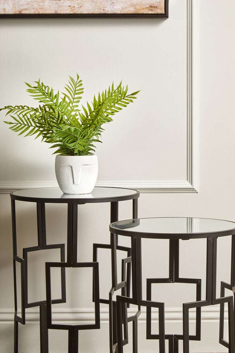 Avantis Set of 2 Square Design Black Side Tables Orsina