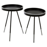 Set of Orsina Side Tables with Round Black Tray Tops and Modern Thin Legs
