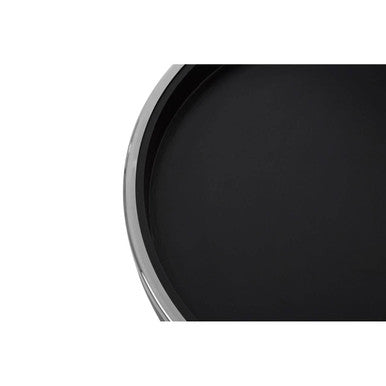 Orsina side tables with sleek black finish and round tray design for modern decor