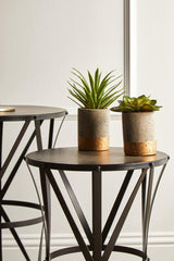 Avantis Set Of 2 Cross Design Black Side Tables Orsina